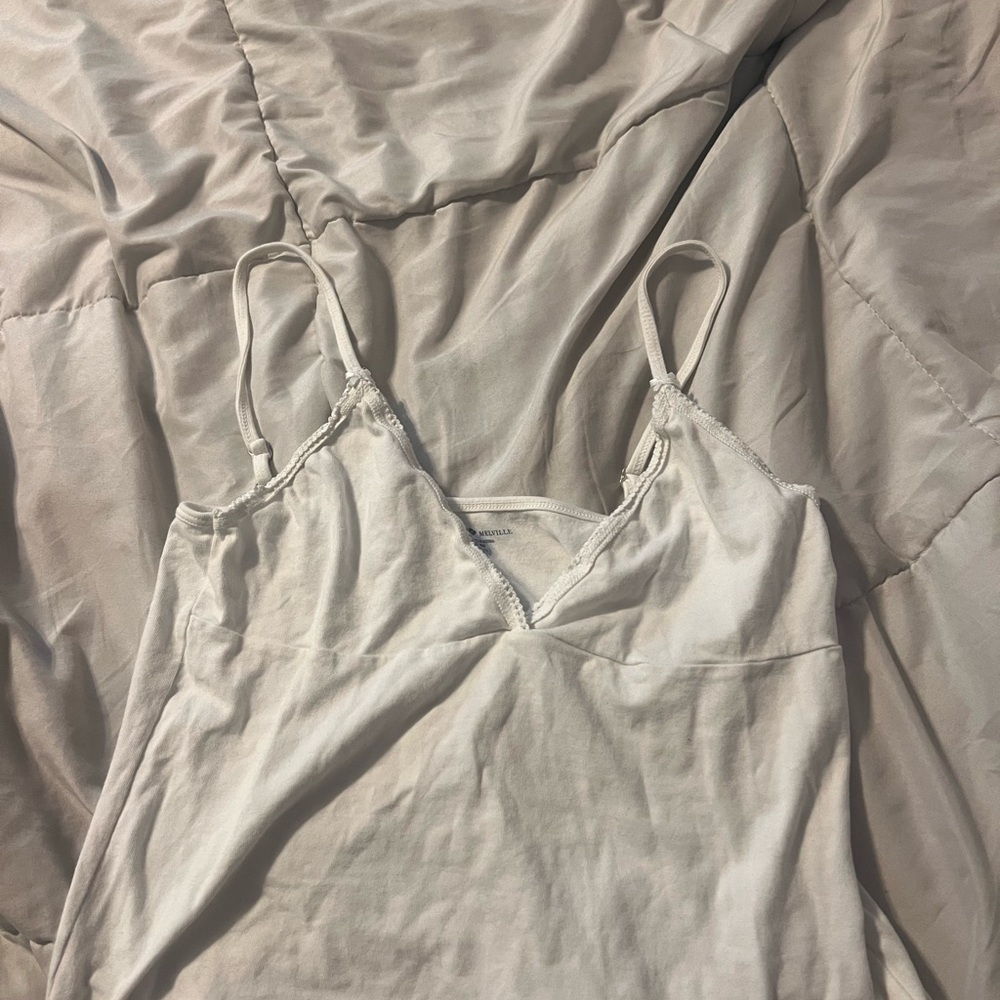 Brandy Melville White Lace Trim Top